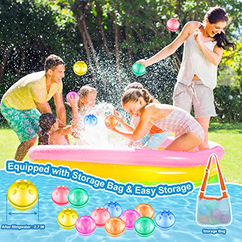 12 Pcs Reusable Water Balloons Self Sealing, Magnetic Water Balloons For Boys Girls With Storage Bag, Reusable Water Bomb Splash Balls, Summer Toy Water Toy For Swimming Pool, Summer Party #TOP4