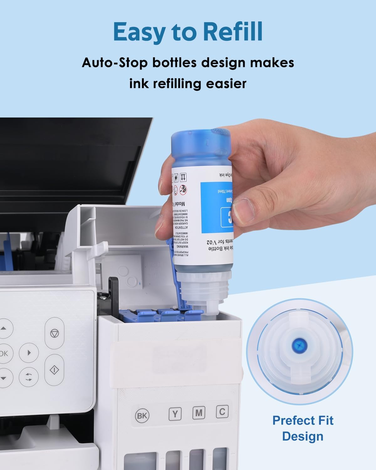 Replacement for Epson 502 Ink Refill Bottles (5 Bottles, 2BK,CMY) image 4