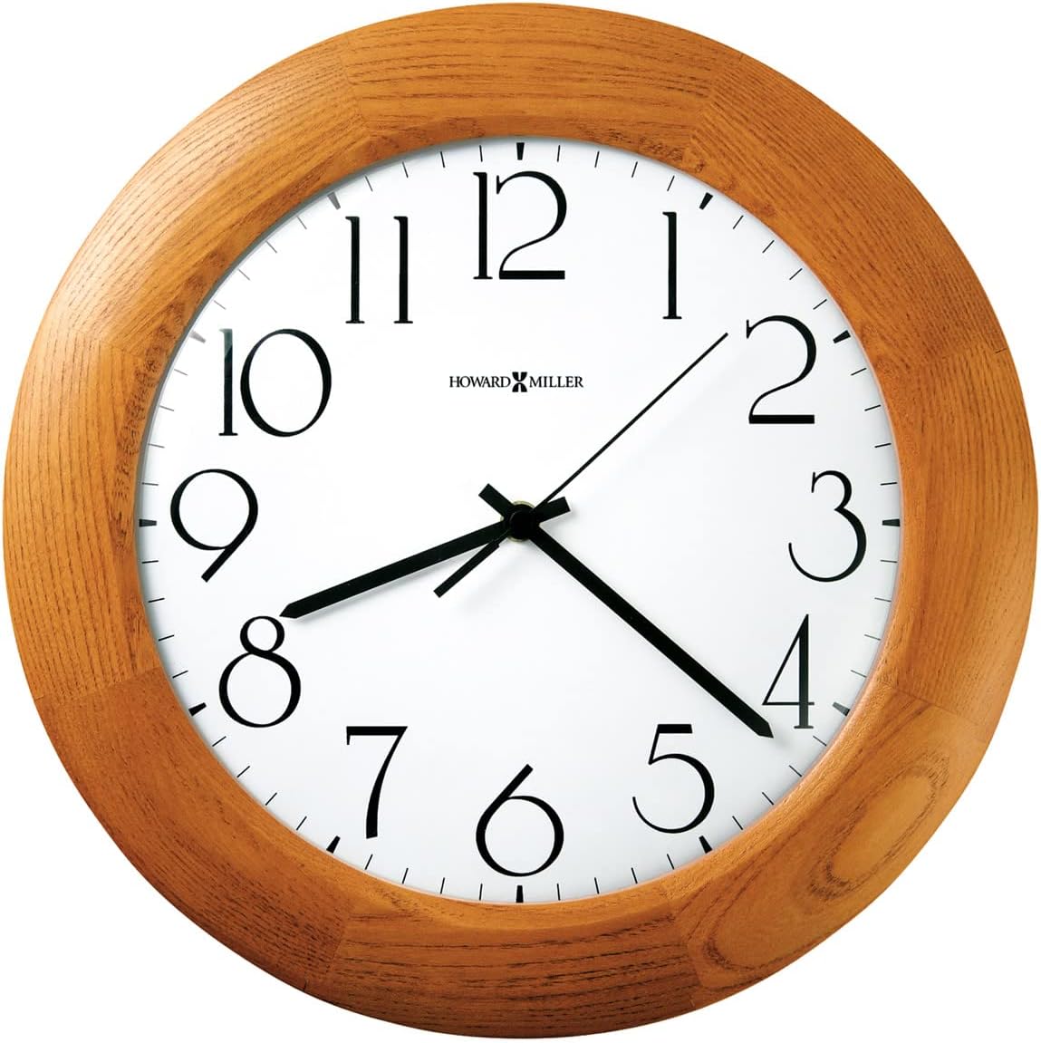 Santa Fe Wall Clock 625-355 ? 12.75-Inch Champagne Oak Finish, Modern Convex Glass Crystal, Round Home Decor, White Dial, Quartz Movement Timepiece