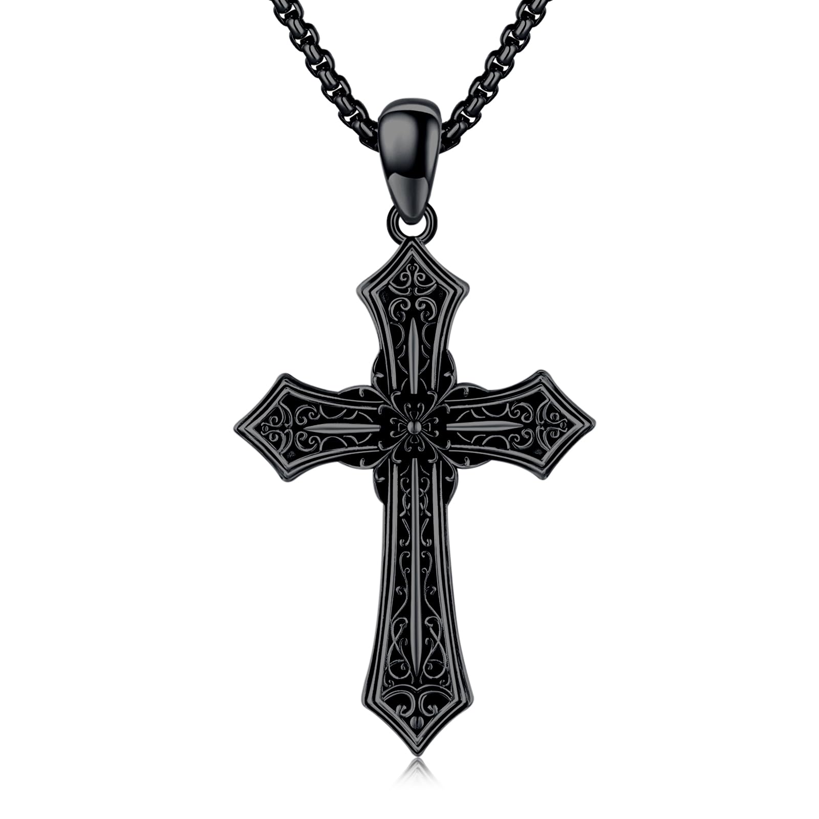 Suiknsn /Crucifix/Celtic Cross/Virgin Mary/Heart/Flower Cross Necklace for Men Women 925 Sterling Silver Unisex Cross Pendant Christian Jewelry Christmas Gifts