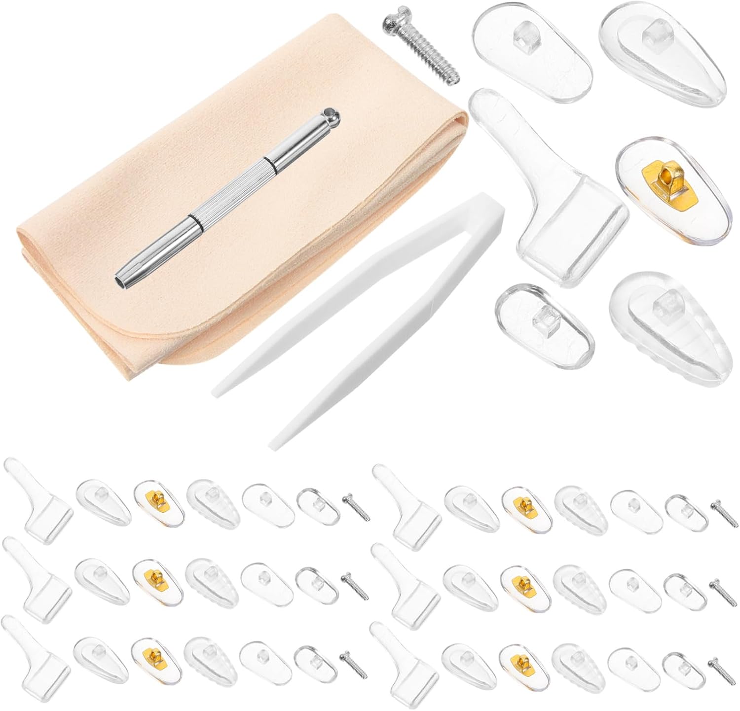 Eyeglass Repair Kit with Nose Pads and Screwdriver