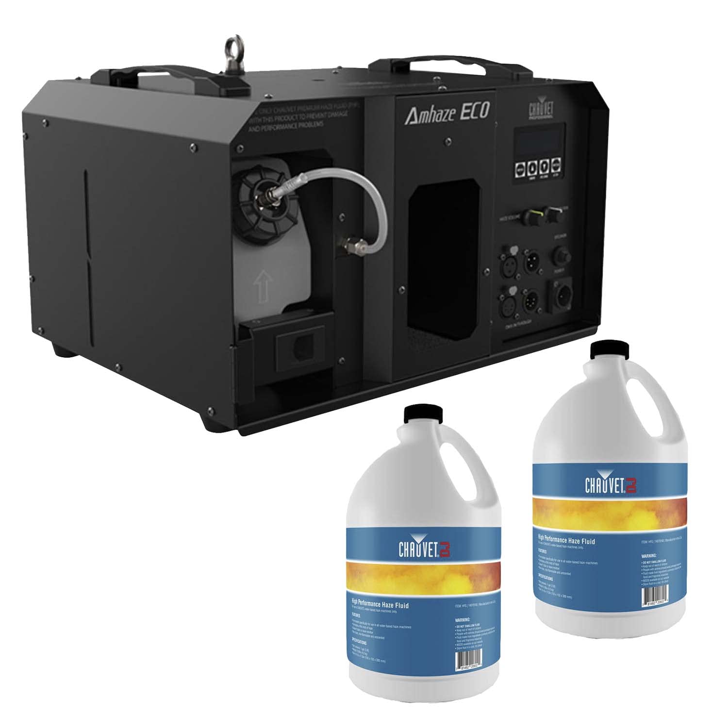 Chauvet Pro Amhaze ECO Haze Machine, (2) Haze Gallons Bundle