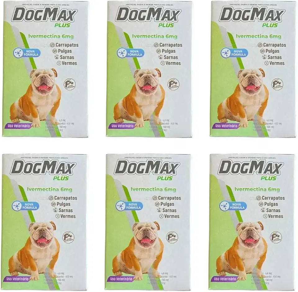 DogMax Plus - Ação 4 em 1 - Remédio para pulgas, carrapatos, vermes e sarna 24 Comprimidos 30kg