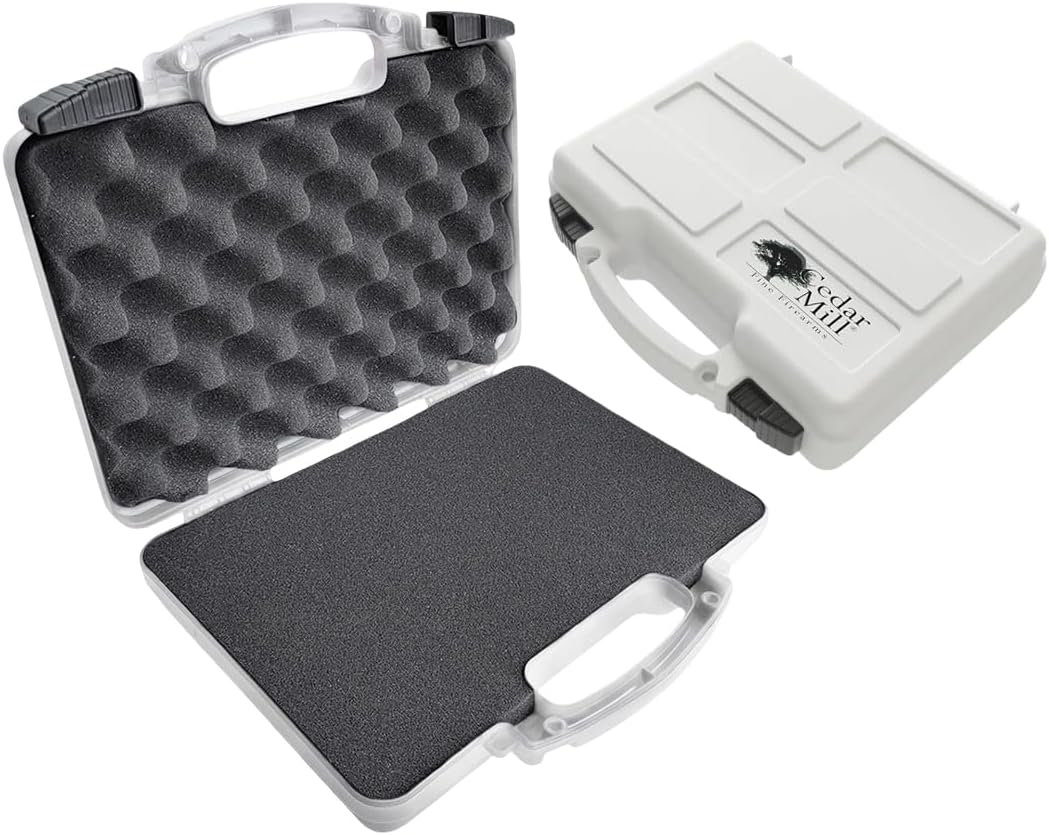 Cedar Mill Fine Firearms TSA Approved Hard Gun Case – Airline Approved Lockable Pistol Carrying Case with Dual Latch & Customizable Foam – Fits 9mm Handgun, Revolver & Firearm for Travel & Range Use