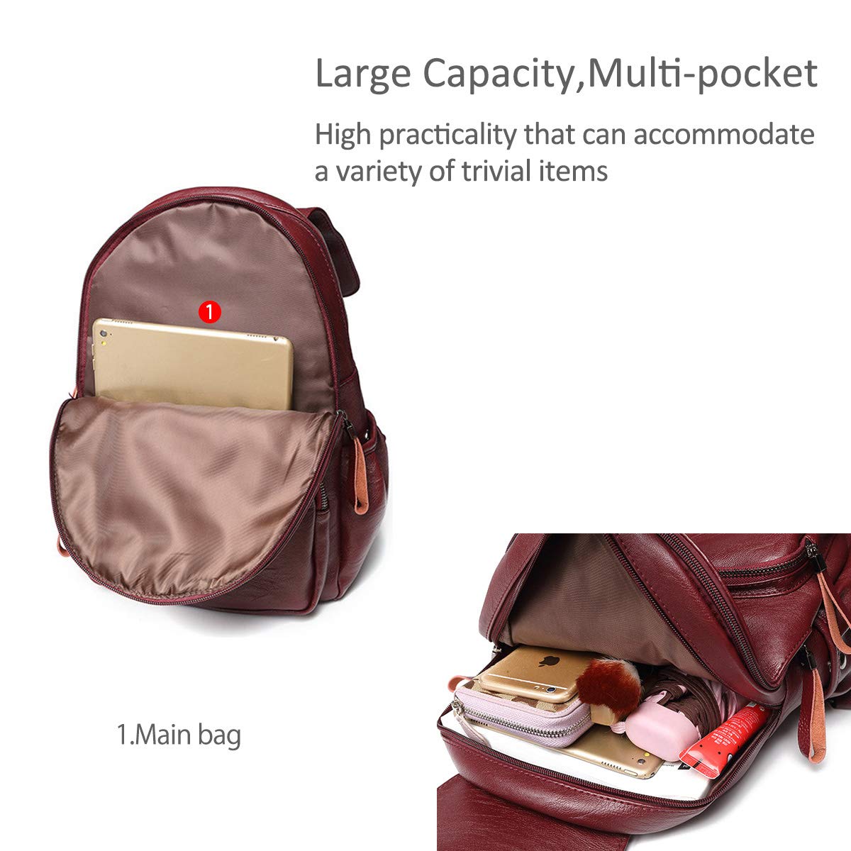 NICOLE & DORIS Zaino in pelle donna Zaino casual in pelle daypack da donna Zaino Borse a Tracolla Zaino Donna