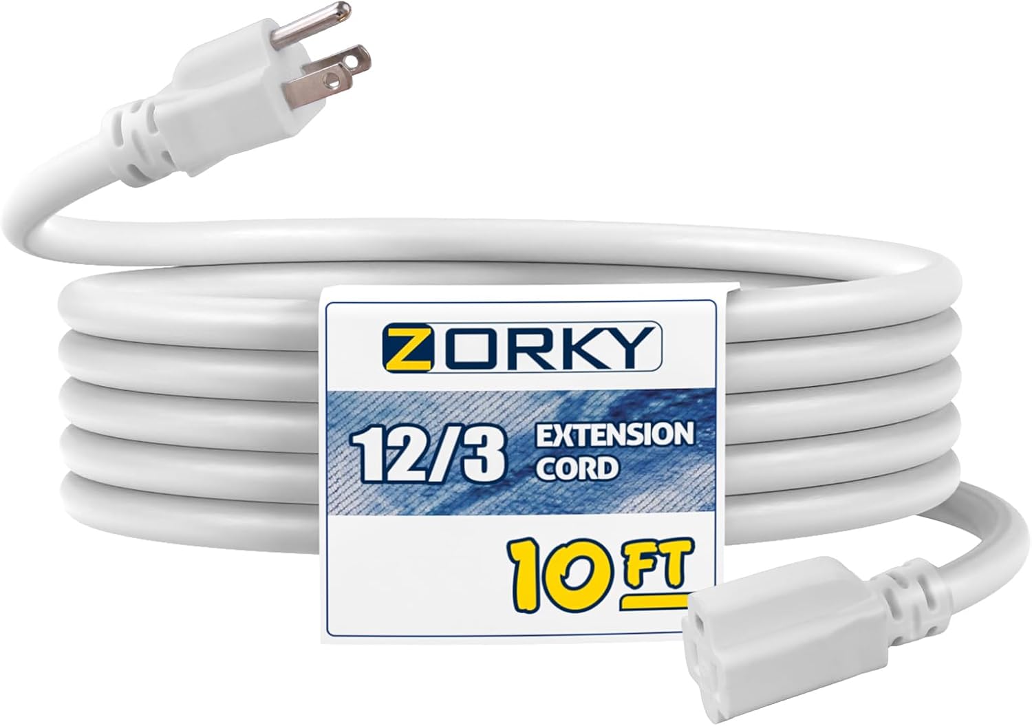 3 ft Outdoor Extension Cord Waterproof, 12/3 Heavy Duty Extension Cable with 3 Prong Grounded Plug for Safety, 12AWG 15Amp 1875W Great for Garden, Major Appliances, Grey