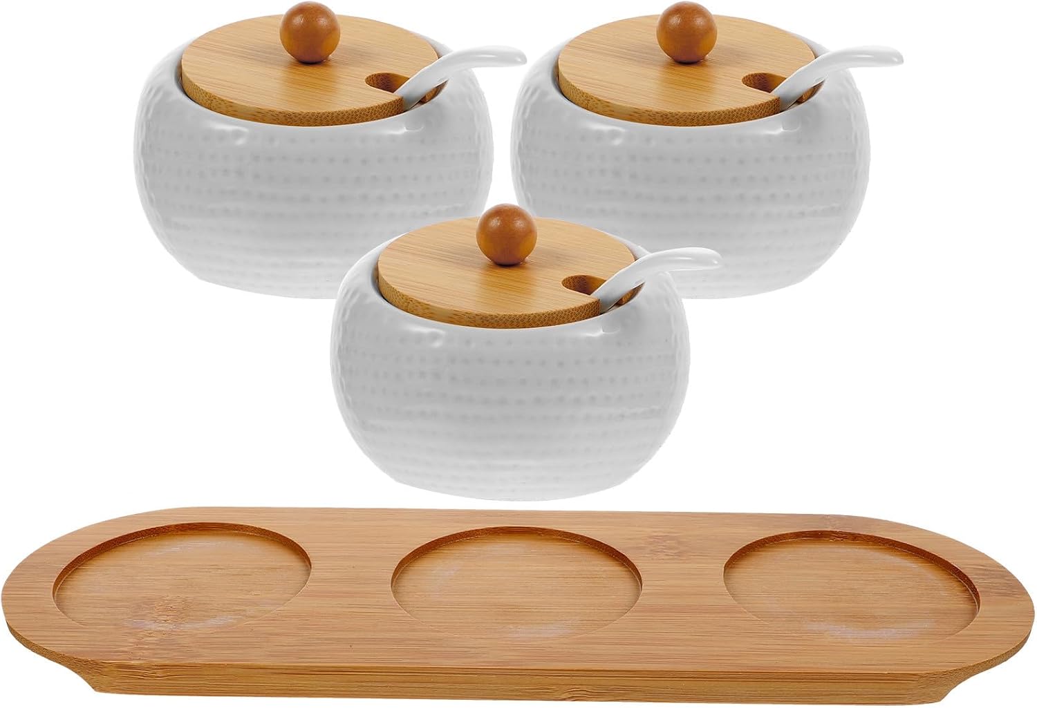 VICASKY Ceramic Kitchen Seasoning Jars Set with Lids, 3pcs Condiment Storage Bottles for Salt Pepper, Sturdy Porcelain Spice Containers for Home Cooking and Dining