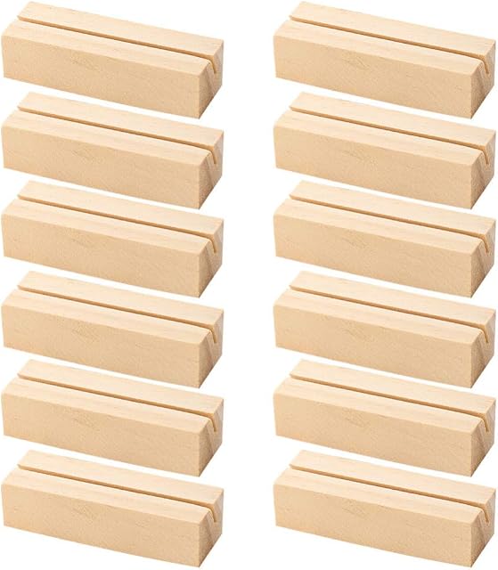 Toddmomy 12pcs Wooden Table Cards Holder Wedding Number Cards Stand for Home Office Party Table Menu Photo Place Card Display Stand Rustic Decoration