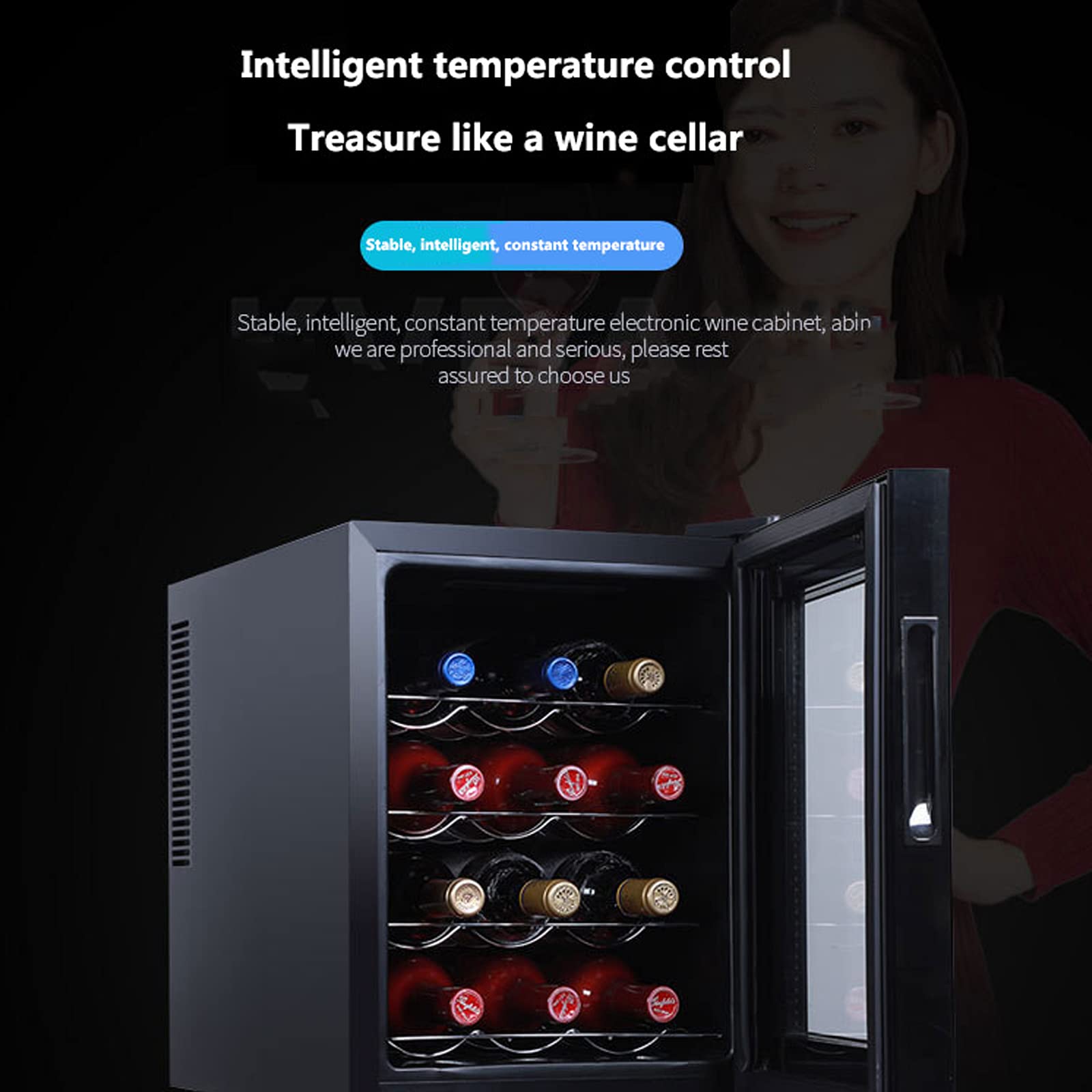 Frigorifero per vino da appoggio a 12 bottiglie - Compressore per cantinetta per vini indipendente Dispositivo di raffreddamento per vino con controllo digitale della temperatura Porta in vetro Glass