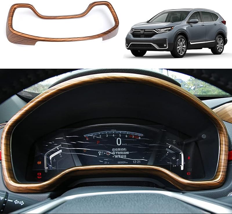 Moldura de acabamento do painel de instrumentos YOFAMO em ABS com padrão madeira pêssego para Honda CR-V 2017 a 2022