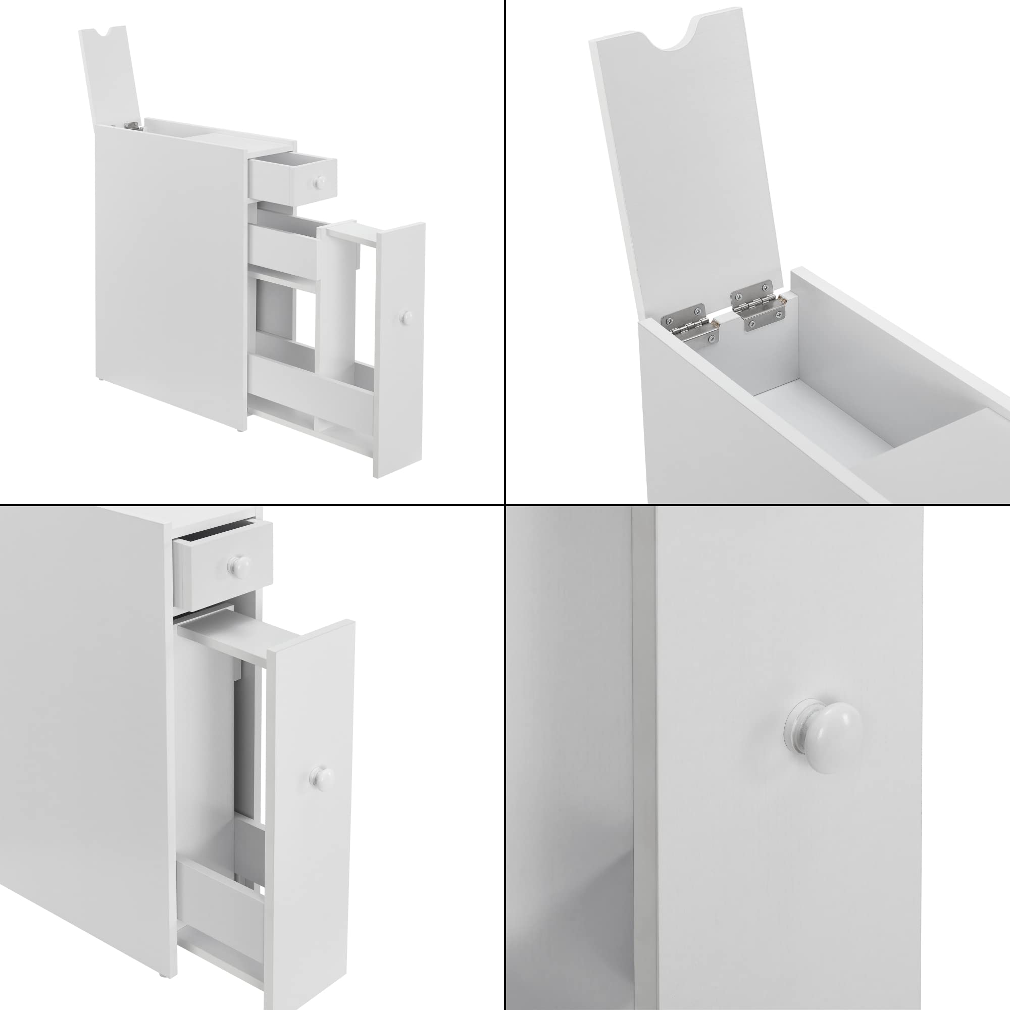 [en.casa] Meuble de Rangement de Salle de Bain Organisateur à 2 Tiroirs Commode Armoire pour Toilettes Panneau de Particules 58 x 16 x 48 cm Blanc