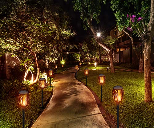 Solar Flickering Flame Torch Lights – Pack of 4 – Outdoor Landscape Garden Decoration Lighting - Optional Height - Dusk to Dawn Auto On/Off, Waterproof - Patio Driveway Dancing Torches Spotlights - Thumbnail 4