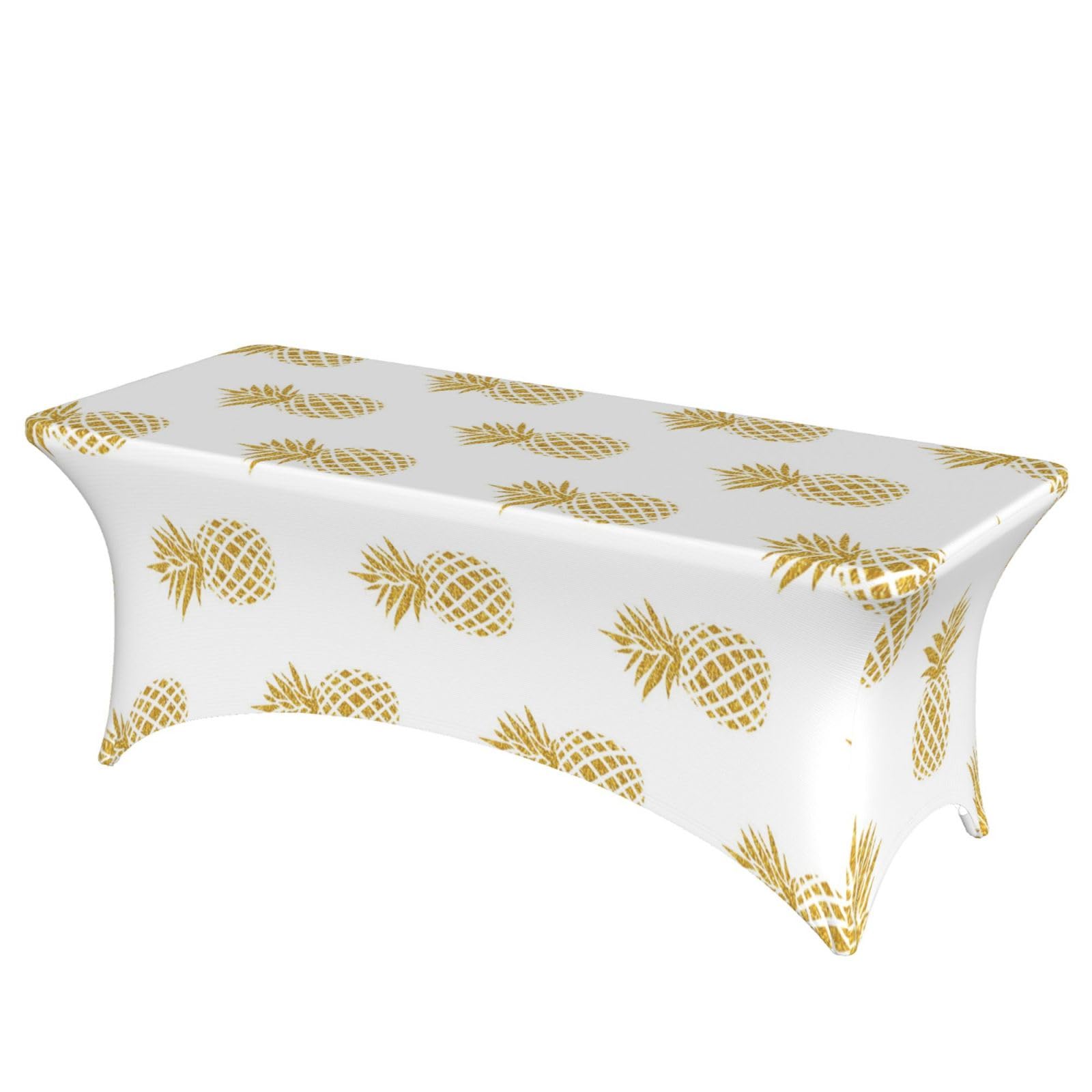 ERCgad Gold Pineapple Background Print Rectangular Tablecloth Dining Banquet Party Events Home Celebration Table Cover