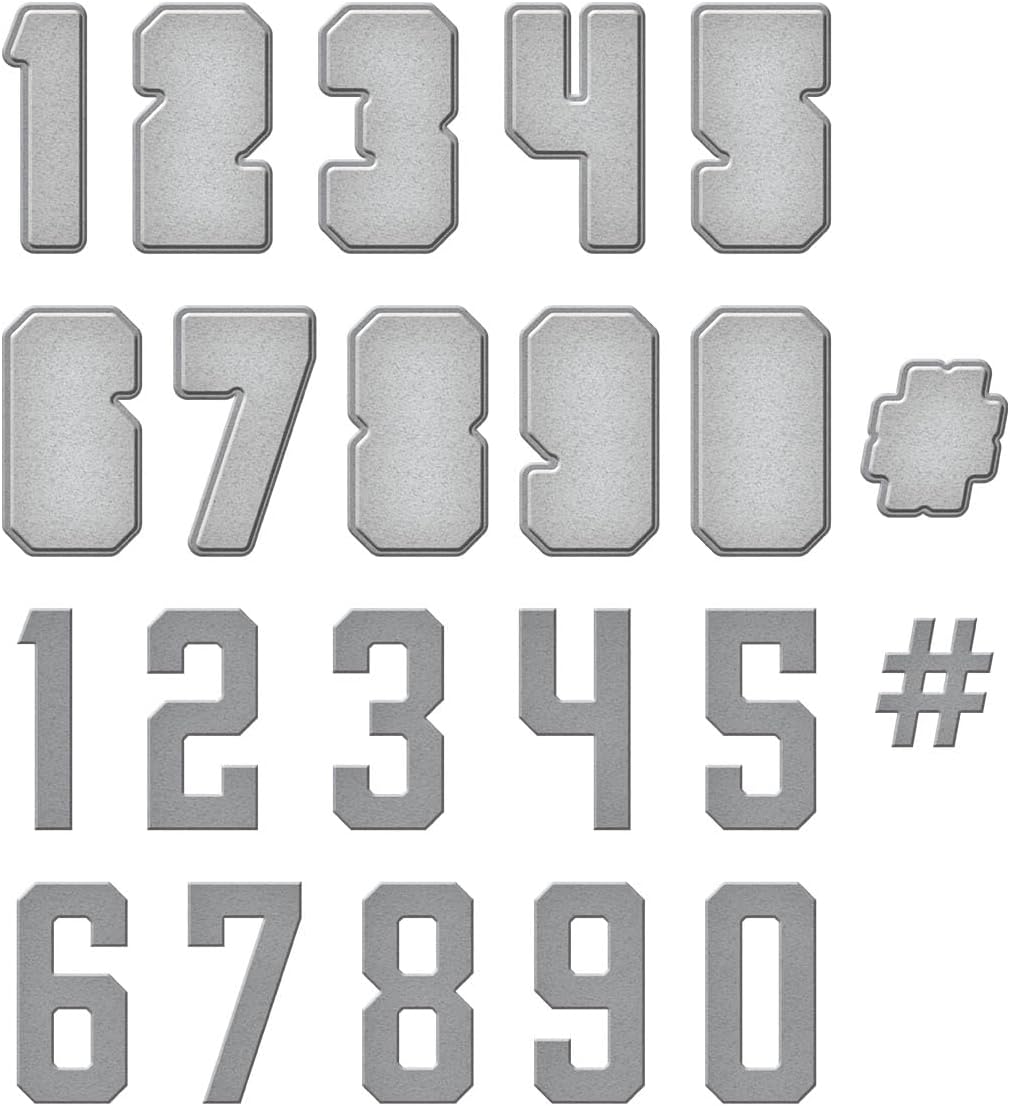 Spellbinders Jersey Numbers Etched Dies, Metal