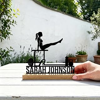 Personalized Gym Fitness Metal Sign with Wooden Base Custom Name Desk Decor | for Home Office Workout Room