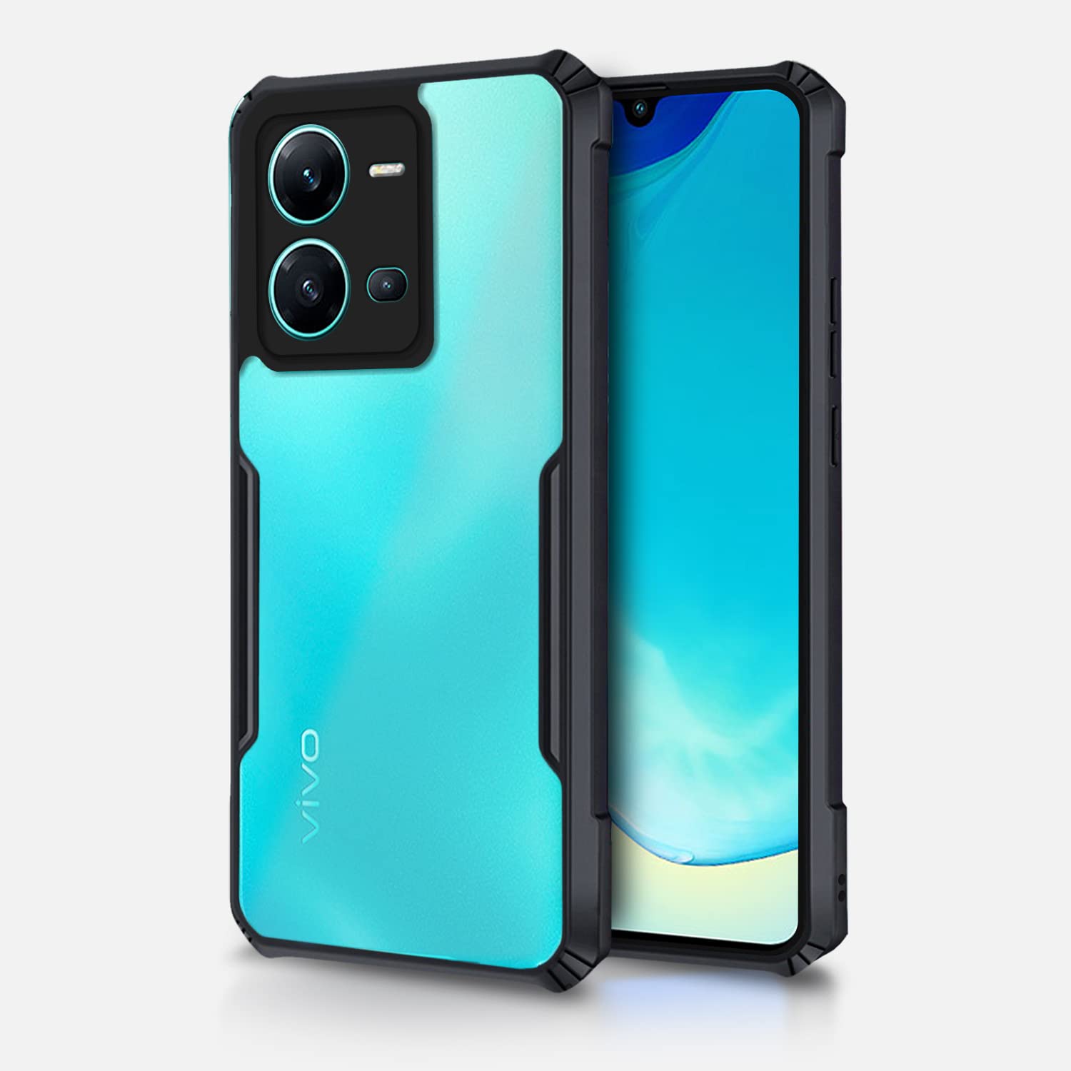 Pikkme Vivo V25 5G Back Cover | Crystal Clear Transparent Back | Ultra Hyrbid | Full Camera Protection | Raised Edge | Bumper Back Case for Vivo V25 5G (Plastic, Black) (B0BLLCT32V) Amazon Price History, Amazon Price Tracker