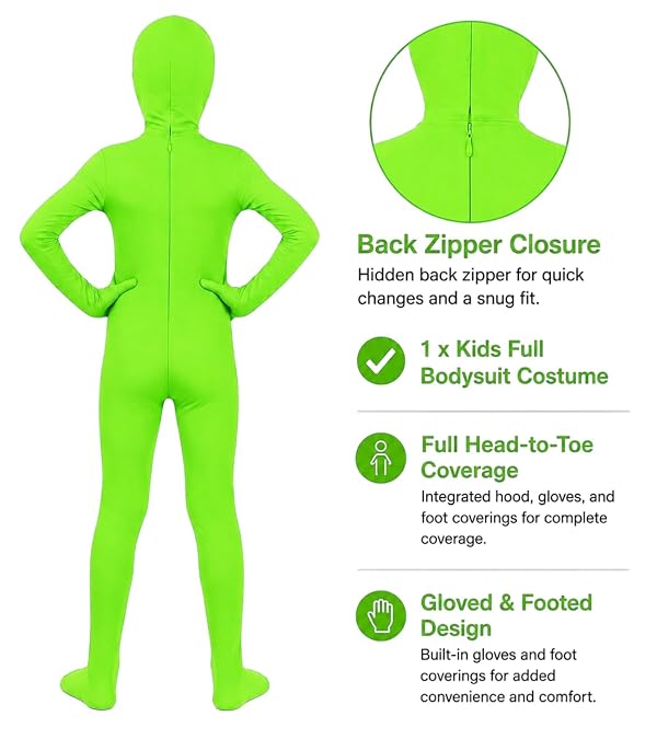 ATHX Kids Spandex Stretch Full Bodysuit Costume Child Halloween Cosplay Hood Body Suit Uniturd Zentai Skin Suit by ATHX - Used condition - Image 3