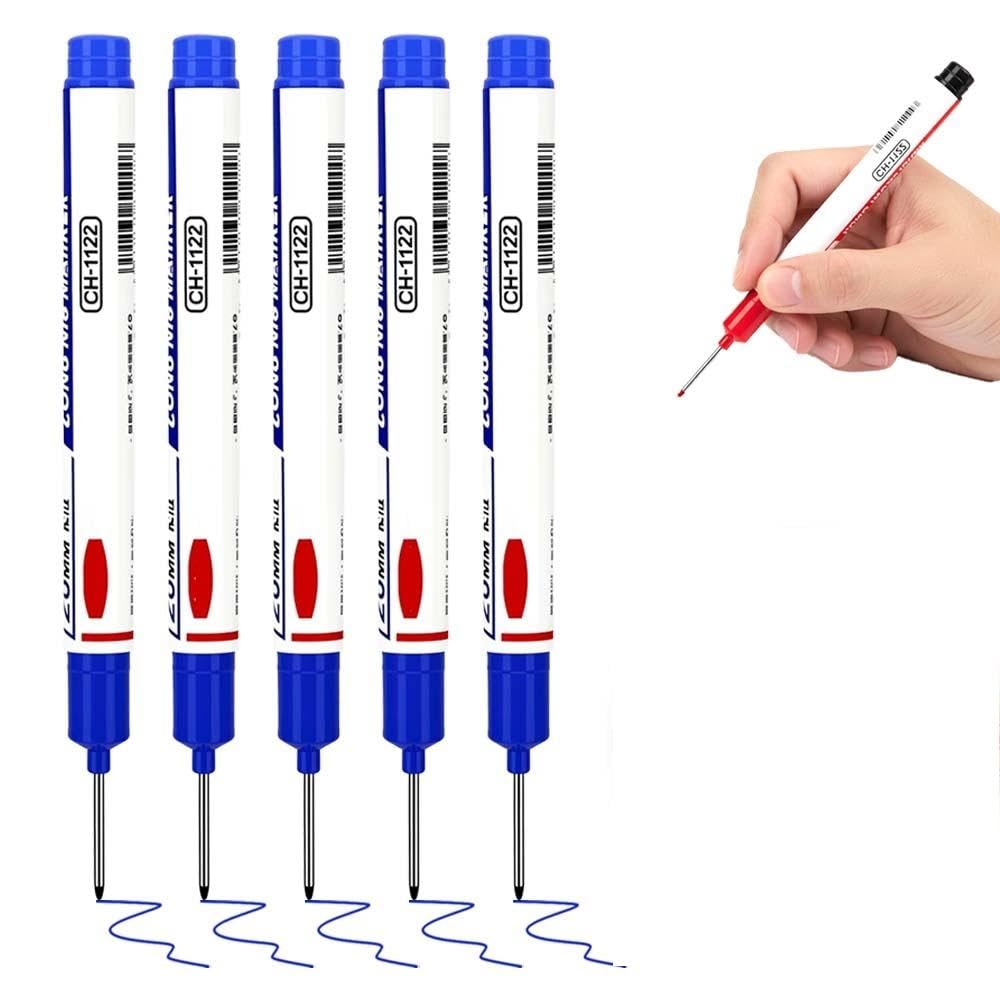 Long Head Deep Hole Marker, 2024 Upgrade Permanent Markers Carpenter Ink Marker Pens, Waterproof Colorful Carpenter Pen Construction Markers Marking Tool for Bathroom Woodworking (Blue)