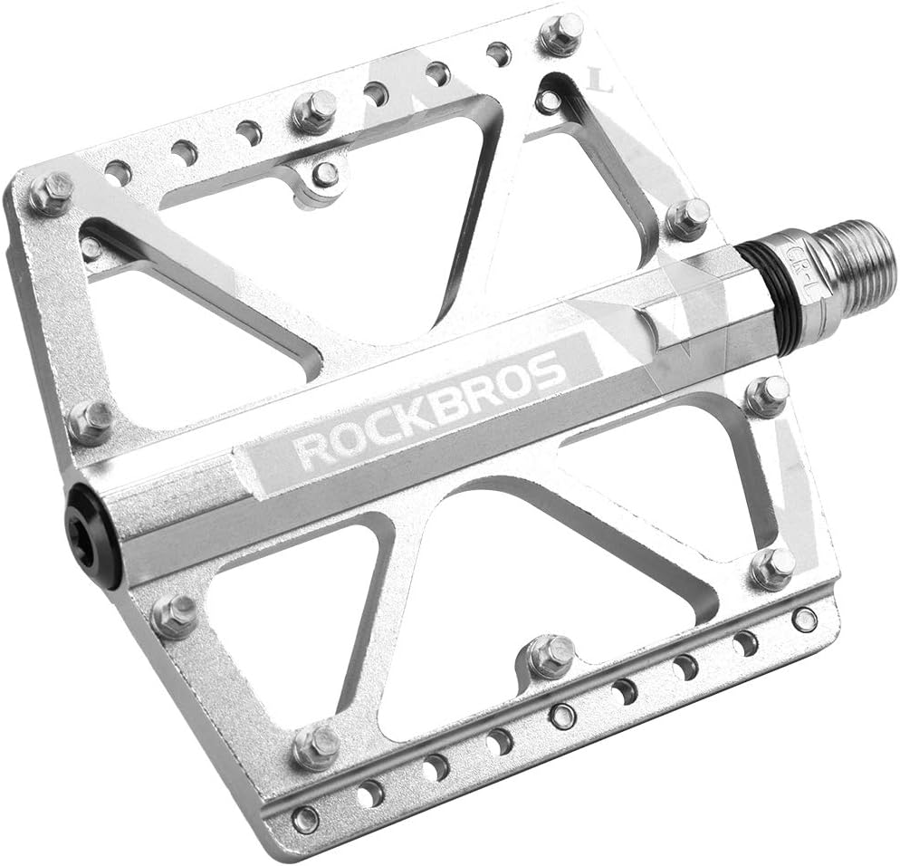 RockBros Bike Pedals Platform Mountain Bicycle Road Cycling BMX MTB Pedals Aluminum Alloy Cr-Mo Machined 3 Sealed Bearing Pedals 9/16"