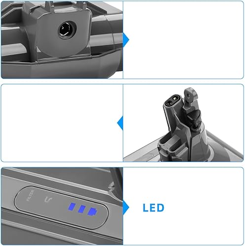 Miniatura 9 de V8 - Batería compatible con aspiradora Dys0n (solo batería), 2200 mAh, batería de litio de 21.6 V convertida, máximo 34 minutos, para reemplazar la