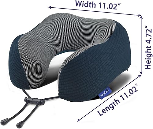 Miniatura 5 de napfun Almohada de cuello para viajes, almohada de cuello de viaje mejorada para avión 100% espuma viscoelástica pura, almohada de viaje para