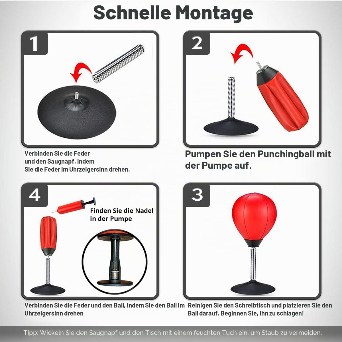 CozyBomB Desktop-Boxsack, Gag-Geschenke für ihn – Stressabbau, freistehend, Schreibtisch, Tisch, Boxen, Punchingball, Saugnapf, Reflexbelastung und Spannung, Spielzeug für Jungen, Vater, Kinder