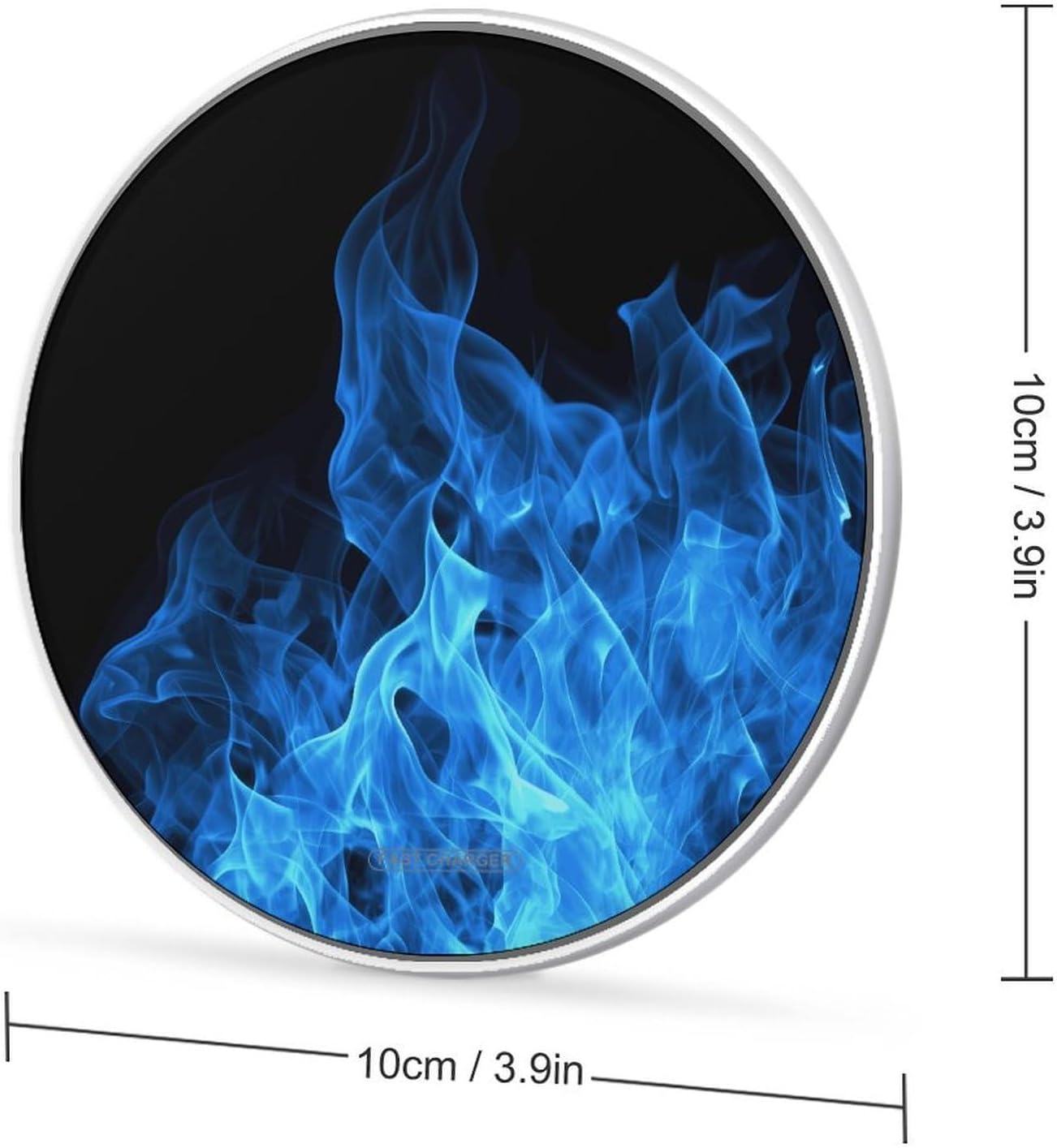 Blue Flame Wireless Charger, 10W Qi-Certified Fast Wireless Charging Pad with USB Cable & LED Indicator Fashion Charger Mat Portable Charging Station for All Qi-Enabled Phones image 2