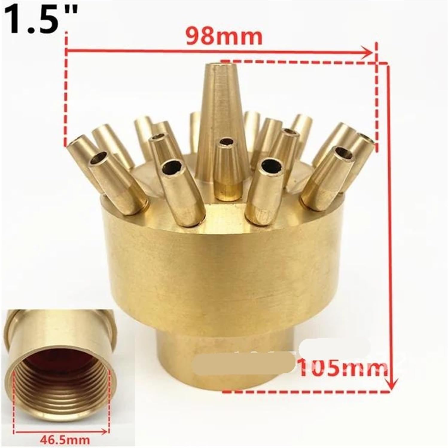 Fountain Nozzle 1 Piece Fountain 1" .5" Brass 3 Layers Nozzles Head Pool Garden Nozzle Jet Pond(DN40)