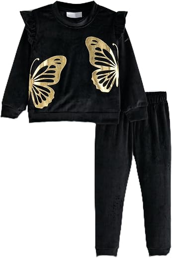 Hopscotch 2-Pc Butterfly Ruffled Jogger Set