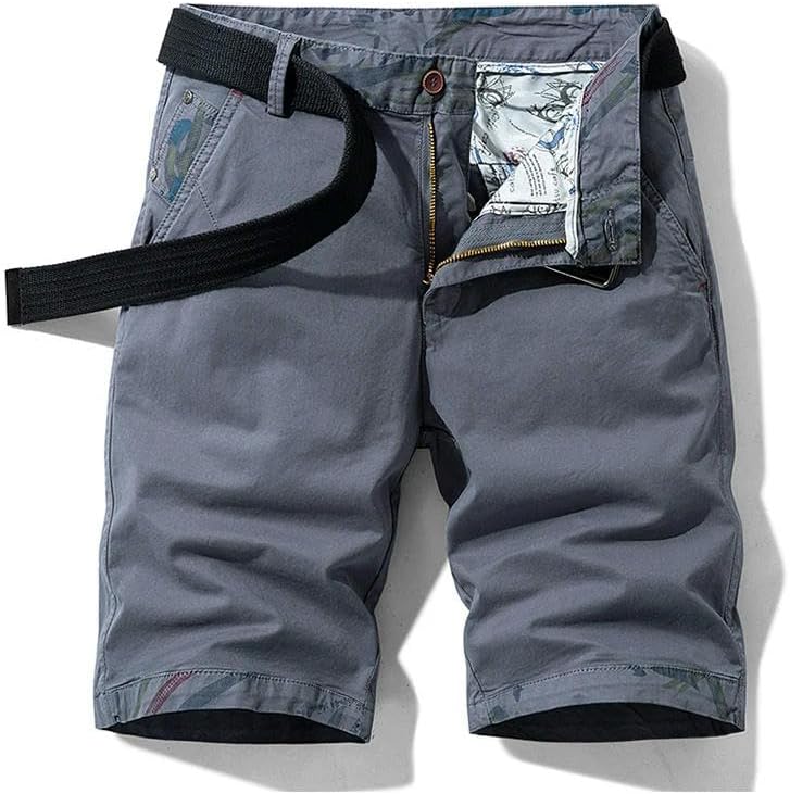 Men's Summer Casual Vintage Classic Pockets Solid Cargo Shorts Cotton Tactical-Style