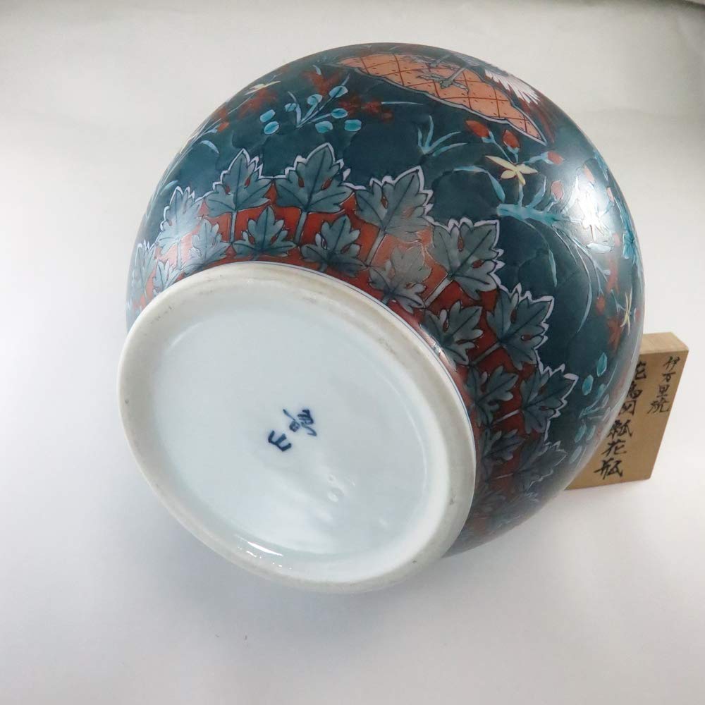 Amazon.co.jp: 花瓶 有田焼 伊万里焼 色鍋島 魯山作 花鳥図花瓶 木箱付