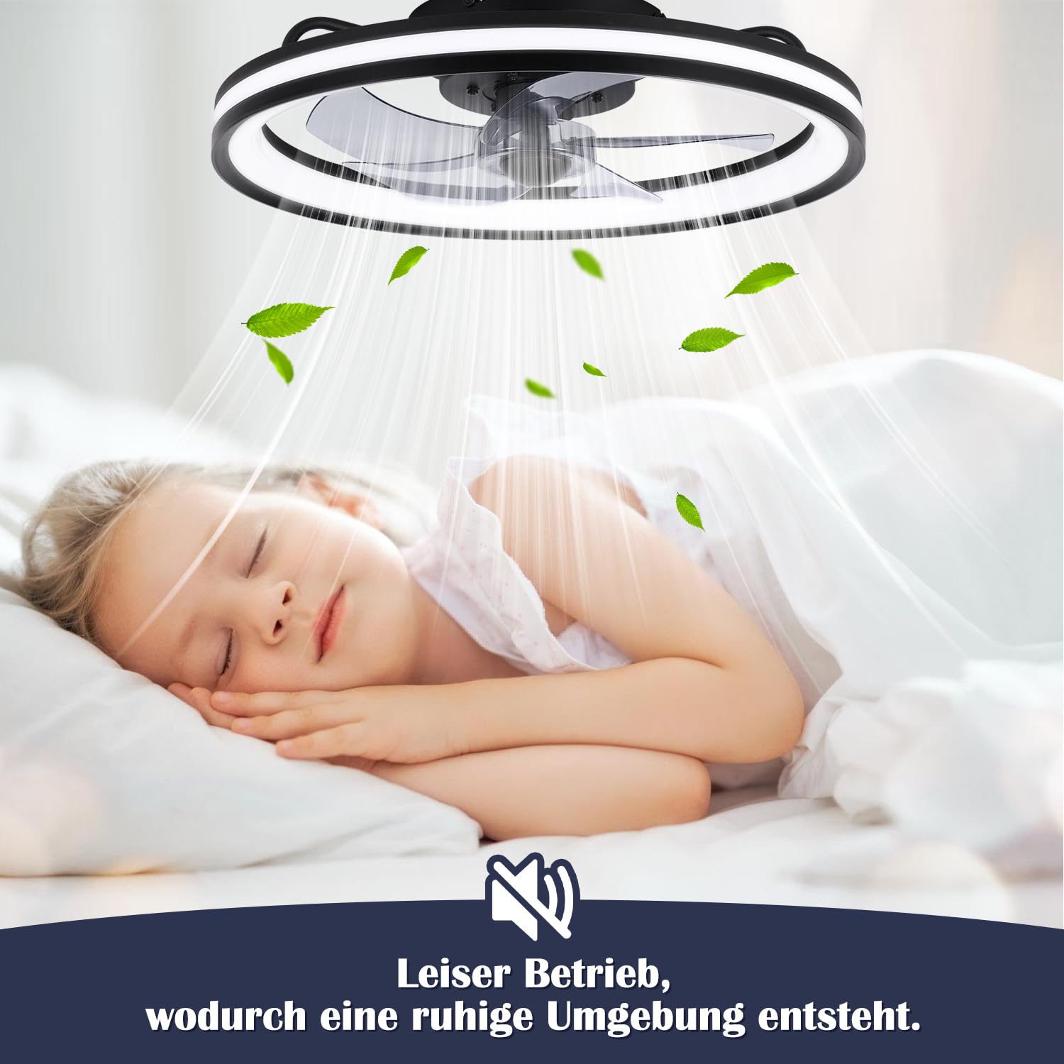 2 ventiladores de techo con iluminación y mando a distancia, diámetro de 48 cm, lámpara de techo con ventilador regulable, 3 temperaturas de color y 6 niveles, función verano/invierno, con