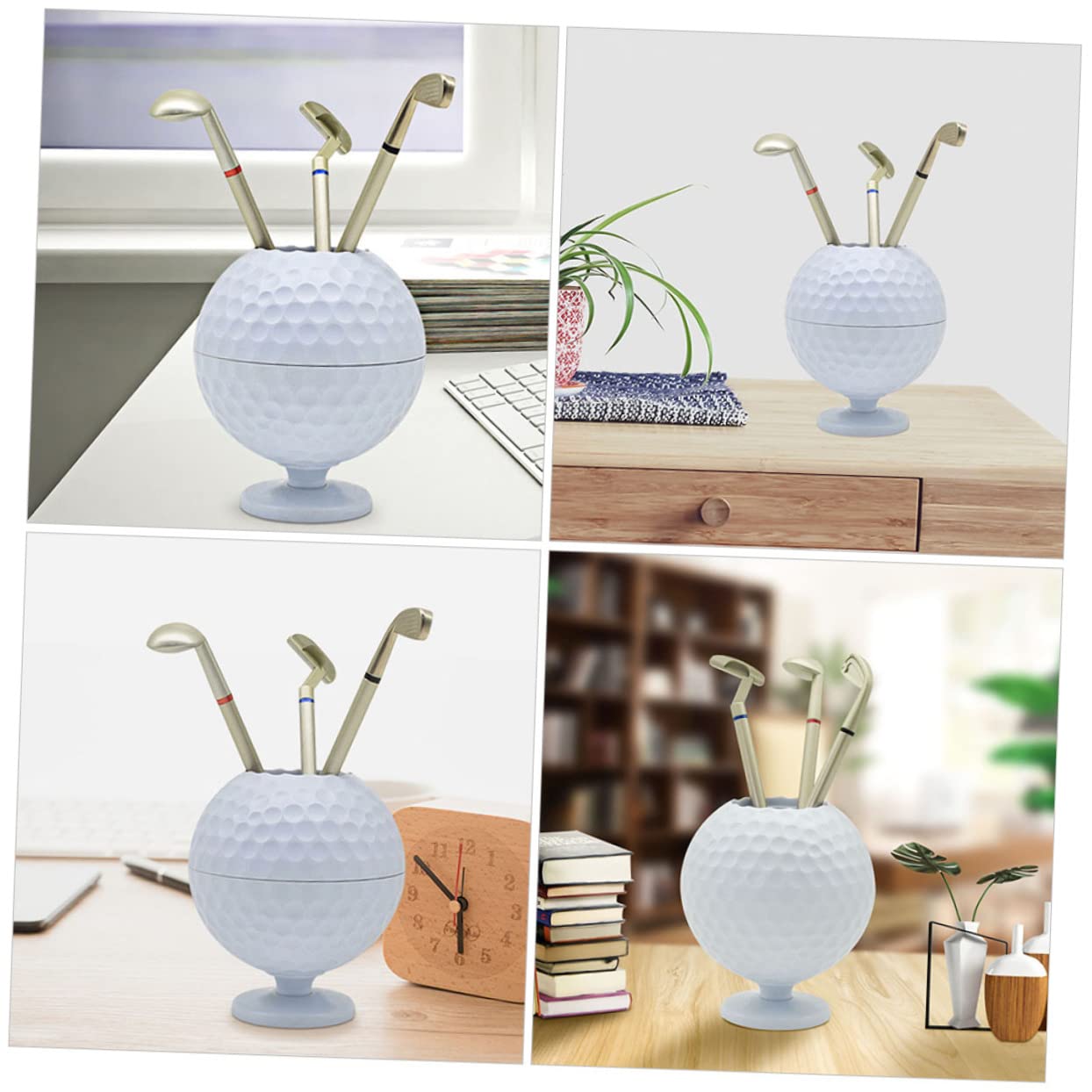 HOMSFOU 3 Set Portapenne Golf Decorazione Scrivania per Penne con Design Golf e per Appassionati