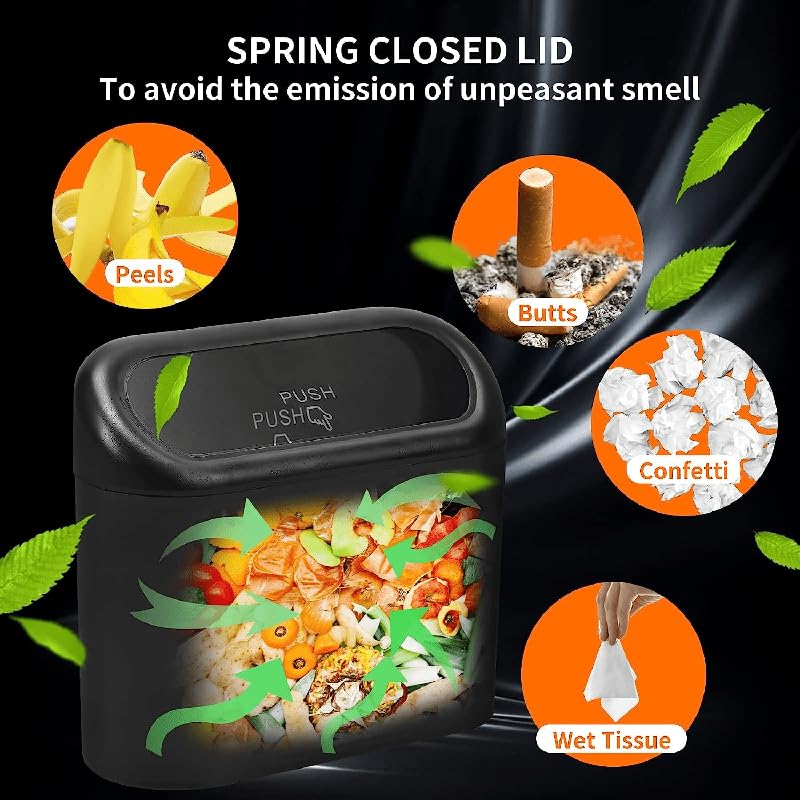 Image of Leak-Proof mini car Trash can, 150 Garbage Bags, with lid, can be Placed on the Desk or Hung, Perfect car Accessory!