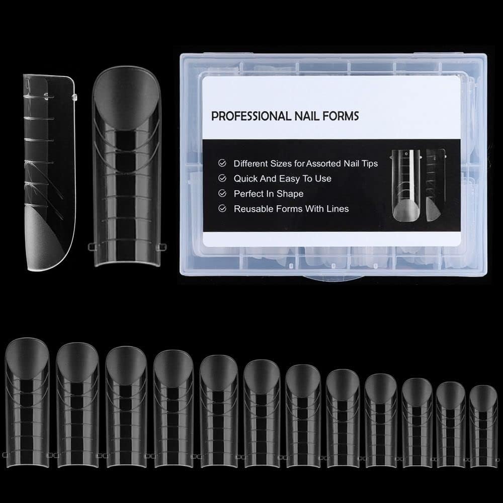 120 Pcs Matte Dual Nail Forms, Square Nail Gel Forms,Quick Building Gel Mold, Full Cover Nail Molds for Nail Extension DIY Nails Accessoires