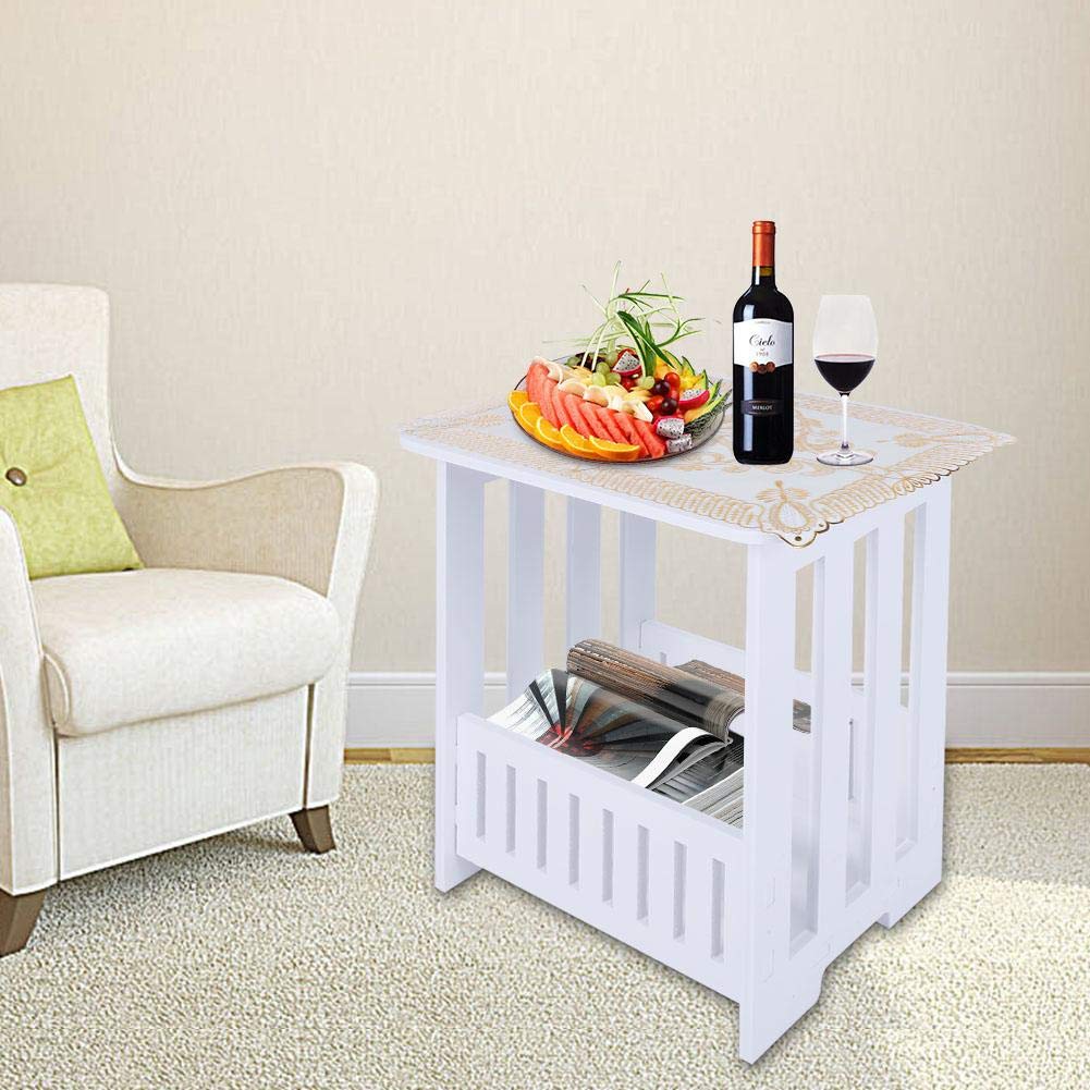 with A Storage Basket at The Bottom Tea Table White Coffee Desk Tea Table Side Table for Home