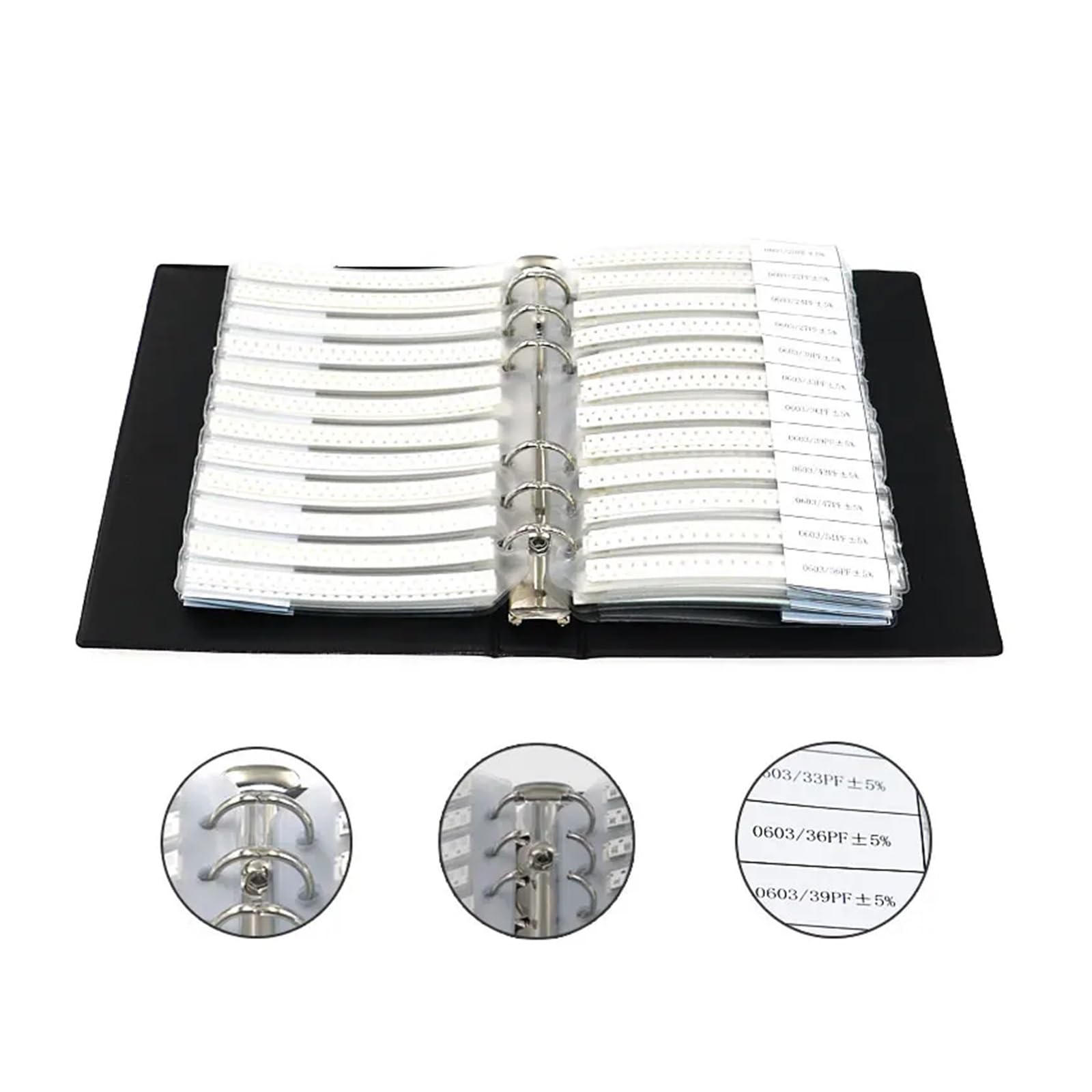 Libro de muestra de condensadores SMD 0603 de 4500 piezas, 90 valores cada uno, paquete surtido de 50 condensadores de 0,5 PF a 2,2 UF. diy supplies