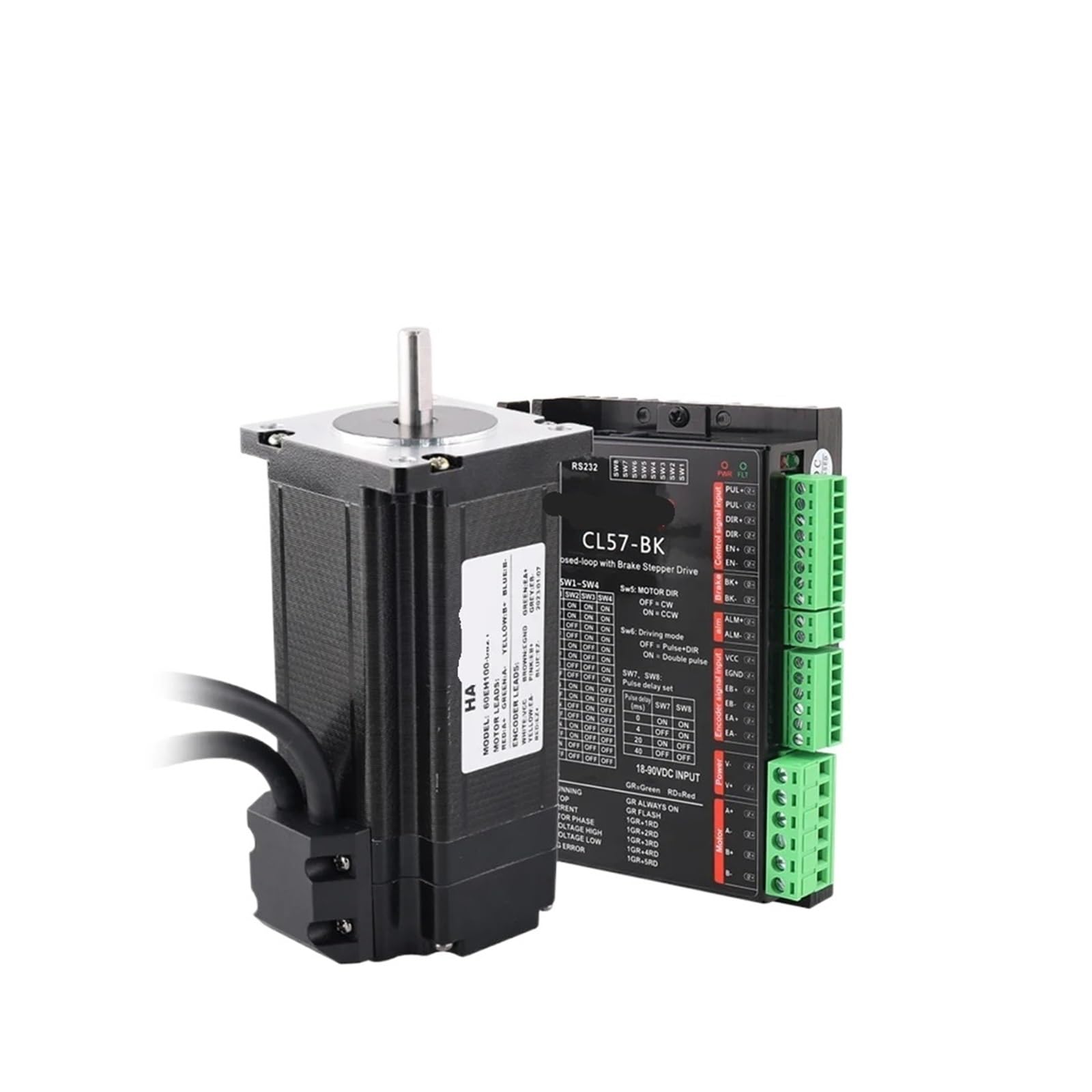 Schrittmotor-Treiber Motorcontroller-Kit Schrittmotortreiber mit geschlossenem Regelkreis 4,0 A 2,8 Nm Hybrid-Schritt-Servomotor NEMA24 60EH100 + CL57-BK CNCS(60EH100-CL57-BK Sets)