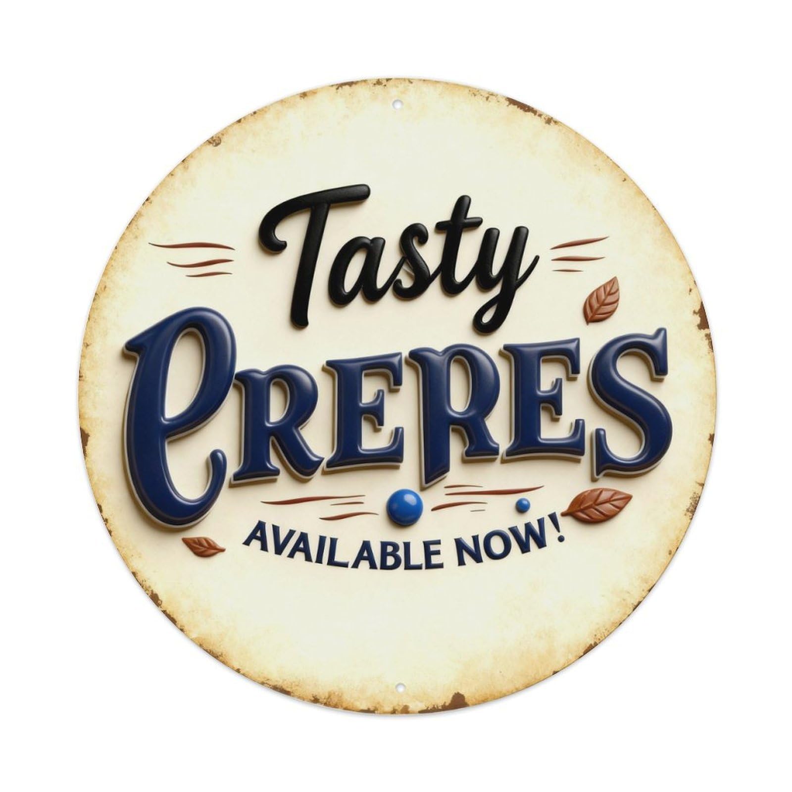 Delicious Crepes Available Here Star Round Metal Tin Sign Vintage Wall Decor, Bar Garage Cafe Kitchen Home Wall Art Poster 8x8inches