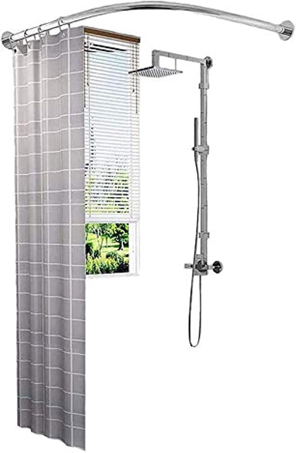 TABAN L Shape Extendable Shower Curtain Rod,Stainless Steel Adjustable Shower