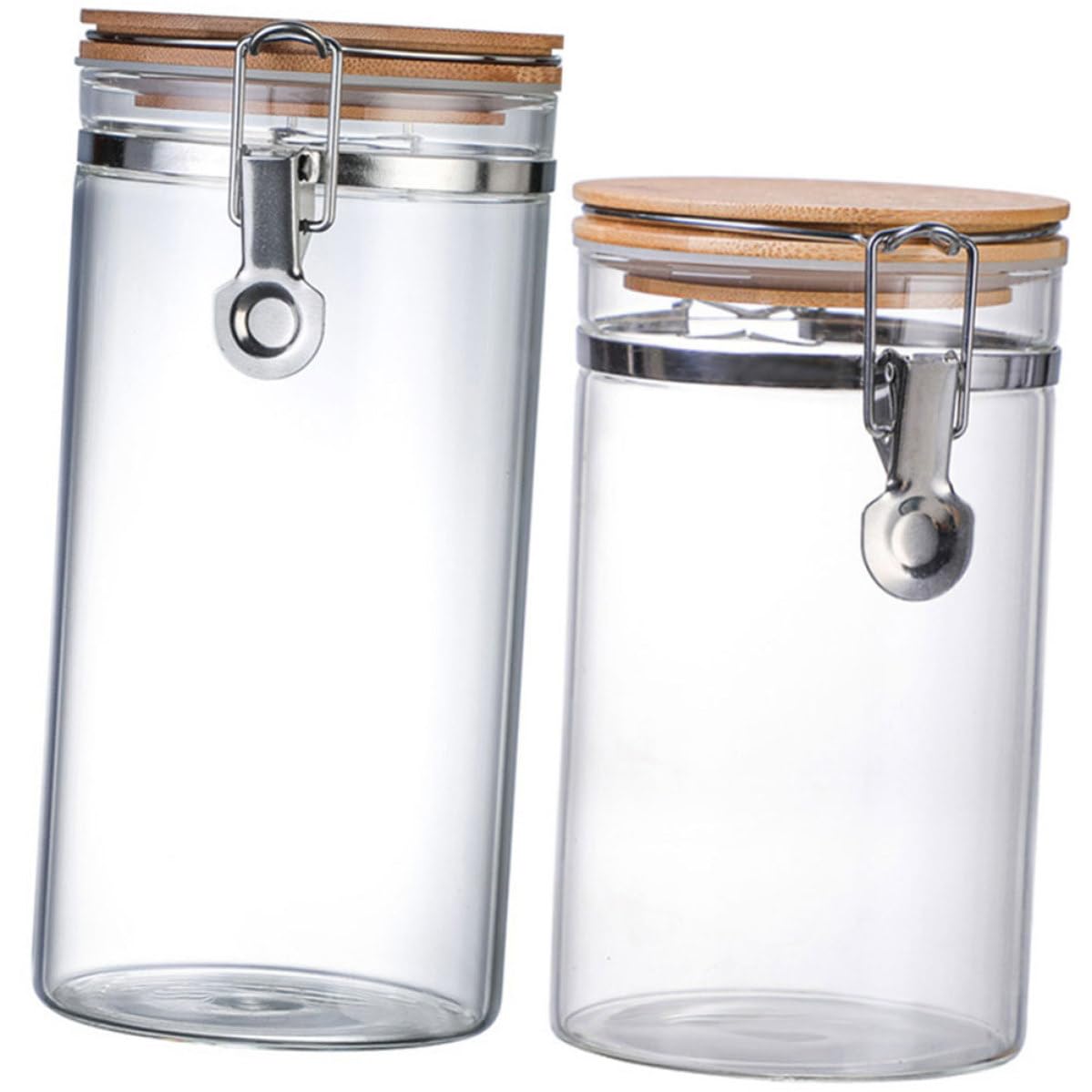 2 Piezas Tarro de Almacenamiento Hermético de Vidrio Tapa 1140 Ml