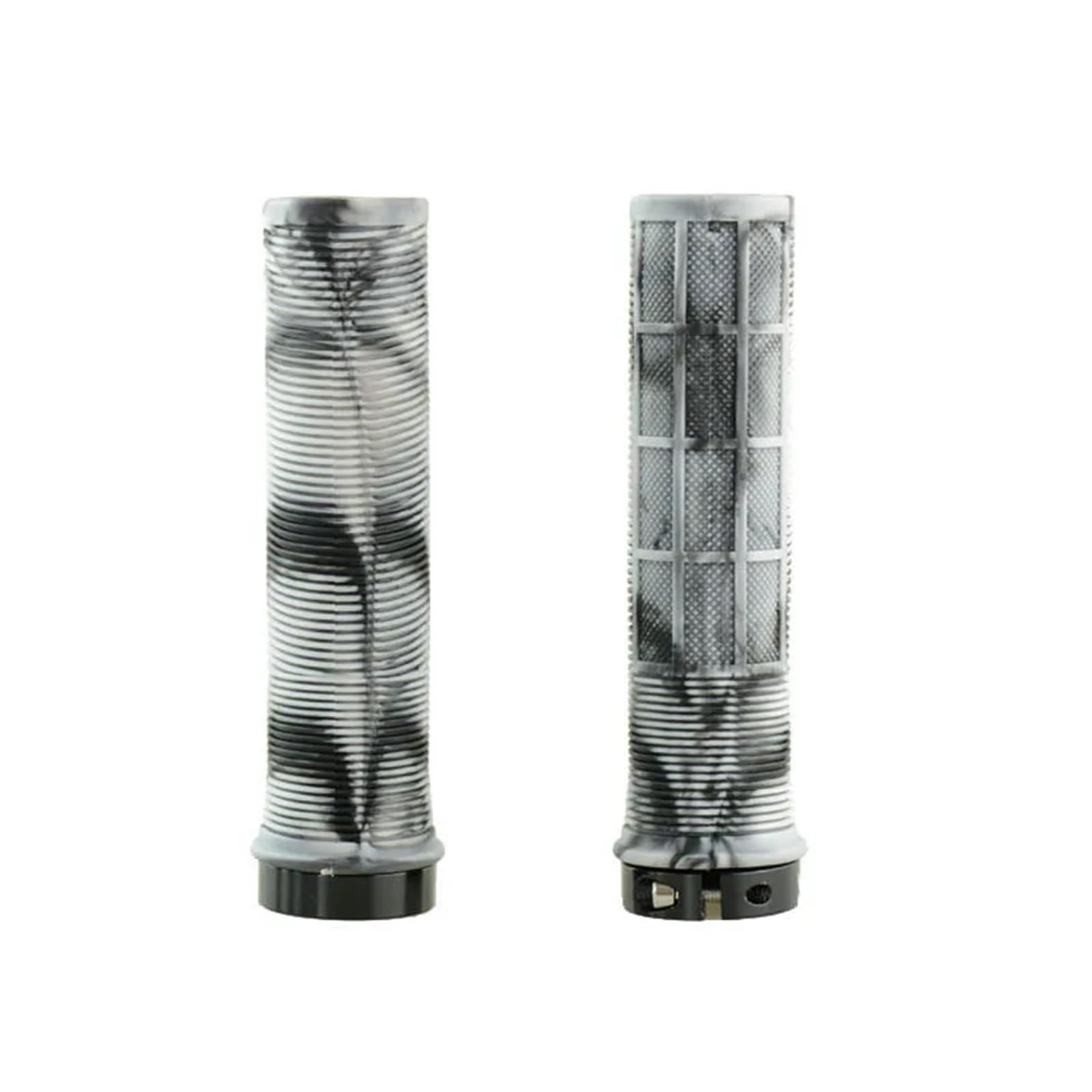 PJQUEKAIPJ Bicycle Handle Grips TPR Aluminum Alloy Lock On Non-Slip MTB Bike Part Ergonomic Grips (Black-White)