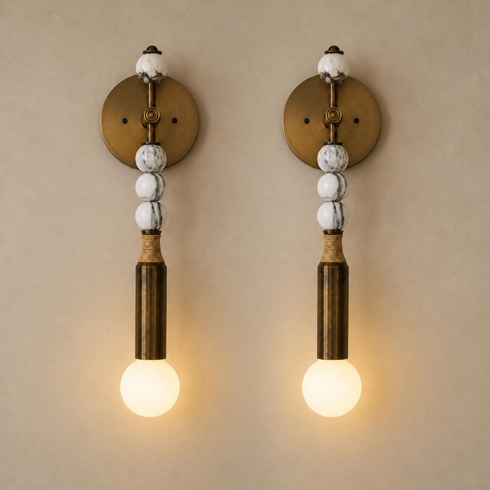 Ioedhw Marble Material Vintage Marble Wall Sconce Vertical Stacked Natural Stone Wall Lamp