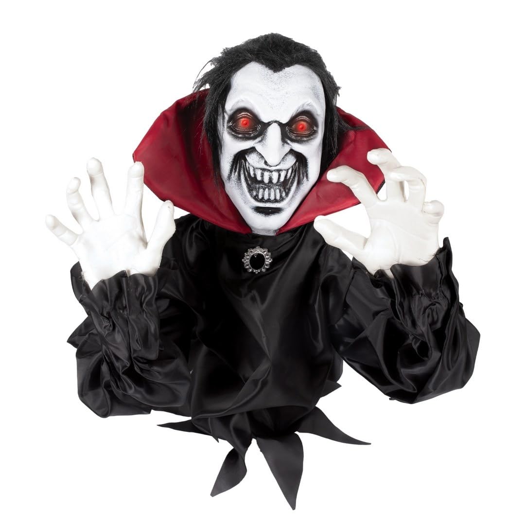 P'tit Clown - 24093 - Springender Halloween-Vampir Automat – Animierte Deko mit Sound & Licht – Batteriebetrieben (3xAAA Nicht enthalten) – 40 cm