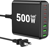 BURUDU 500W 8-Port USB C GaN Charger Block: 120W PD Fast Charging Station for MacBook, iPhone 16/15, Galaxy, Laptops & Tablets