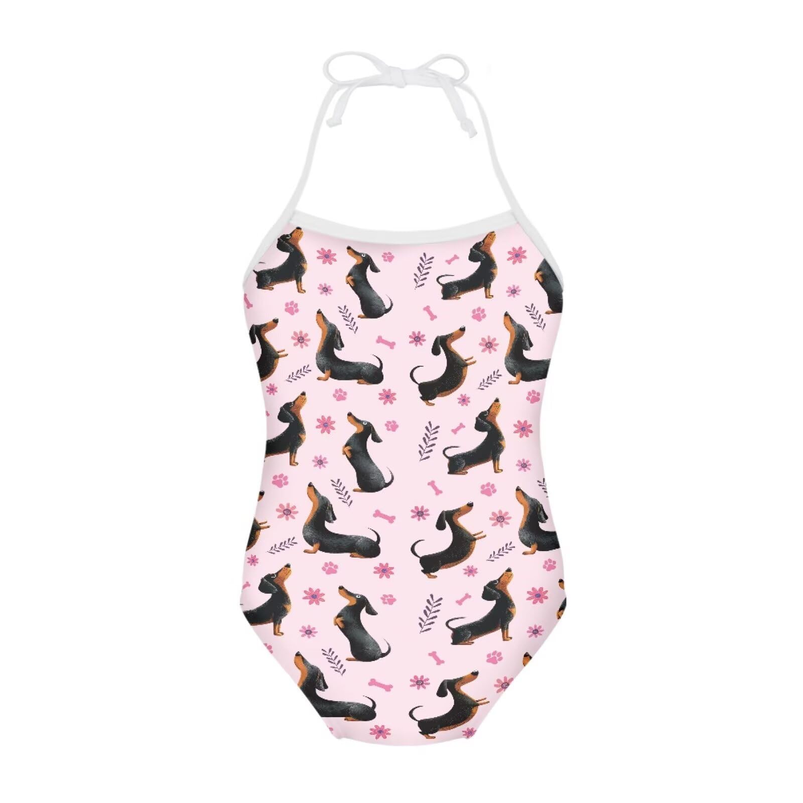 Girls One Piece Swimsuit Beach Bathing Suit Toddler Floral Halter Straps Swimwear for 1-10 Years