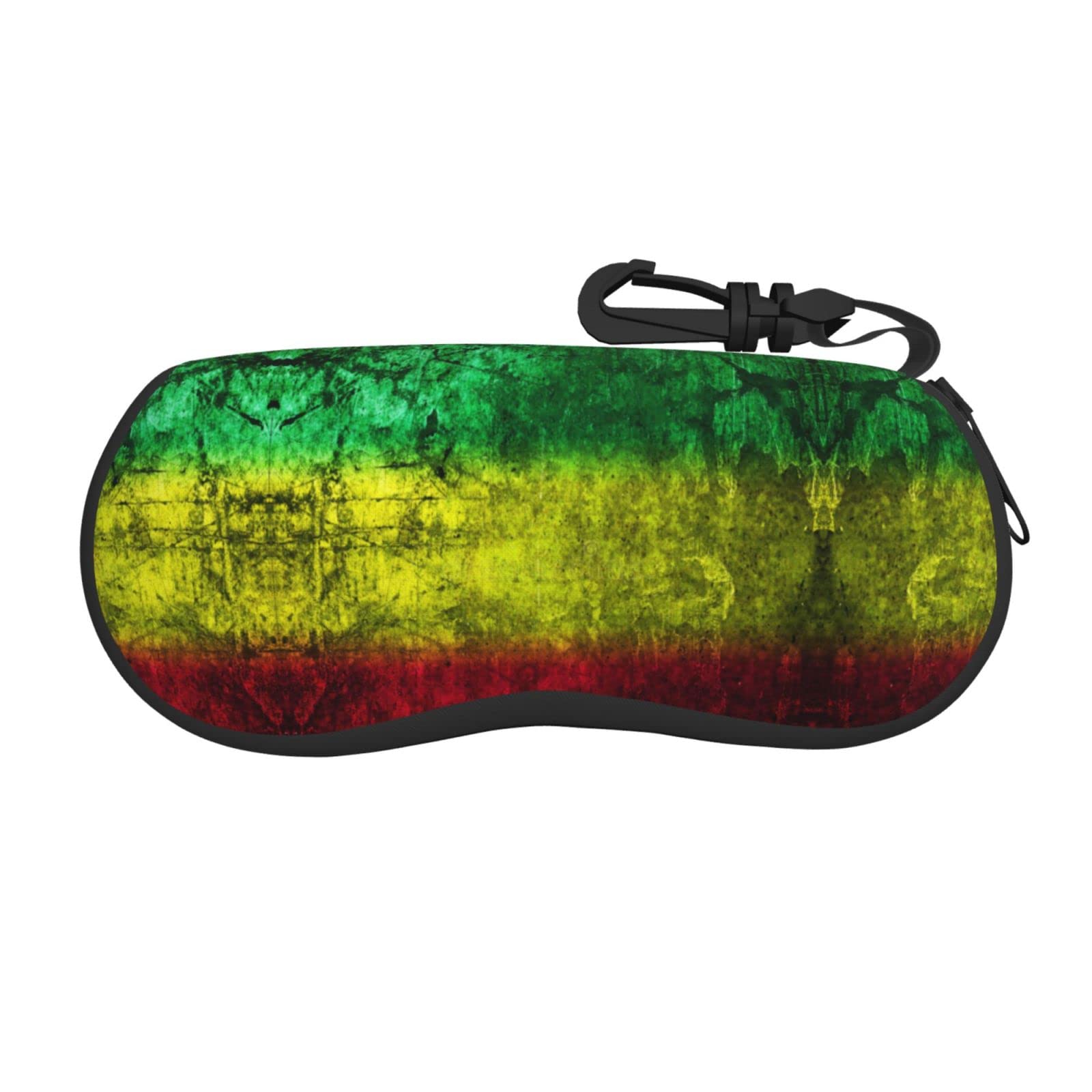 SMAZDFXX Sunglasses Case Reggae Rasta Flag Portable Travel Zipper Eyeglasses Case With Carabiner