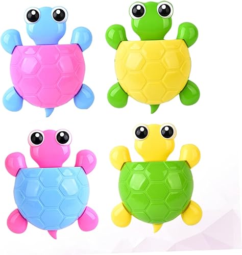 Miniatura 3 de Soporte de pared de tortuga con ventosa para cepillos de dientes, soporte para cepillos de dientes plateado, 4 uds