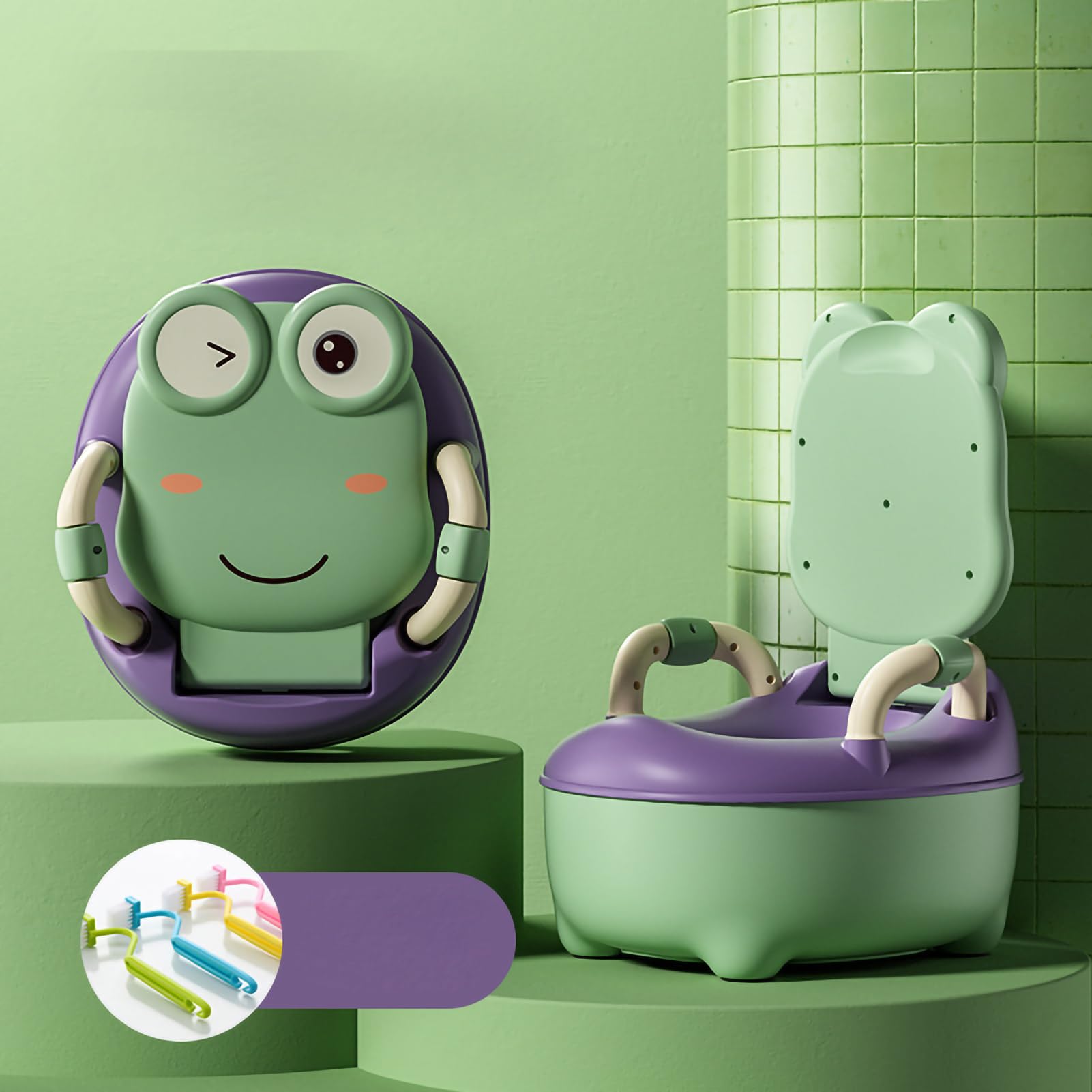 Inodoro Portátil de Viaje para Niños, Respetuoso con el Medio Ambiente, sin BPA, Diseño Duradero, 1 Unidad (verde musgo)
