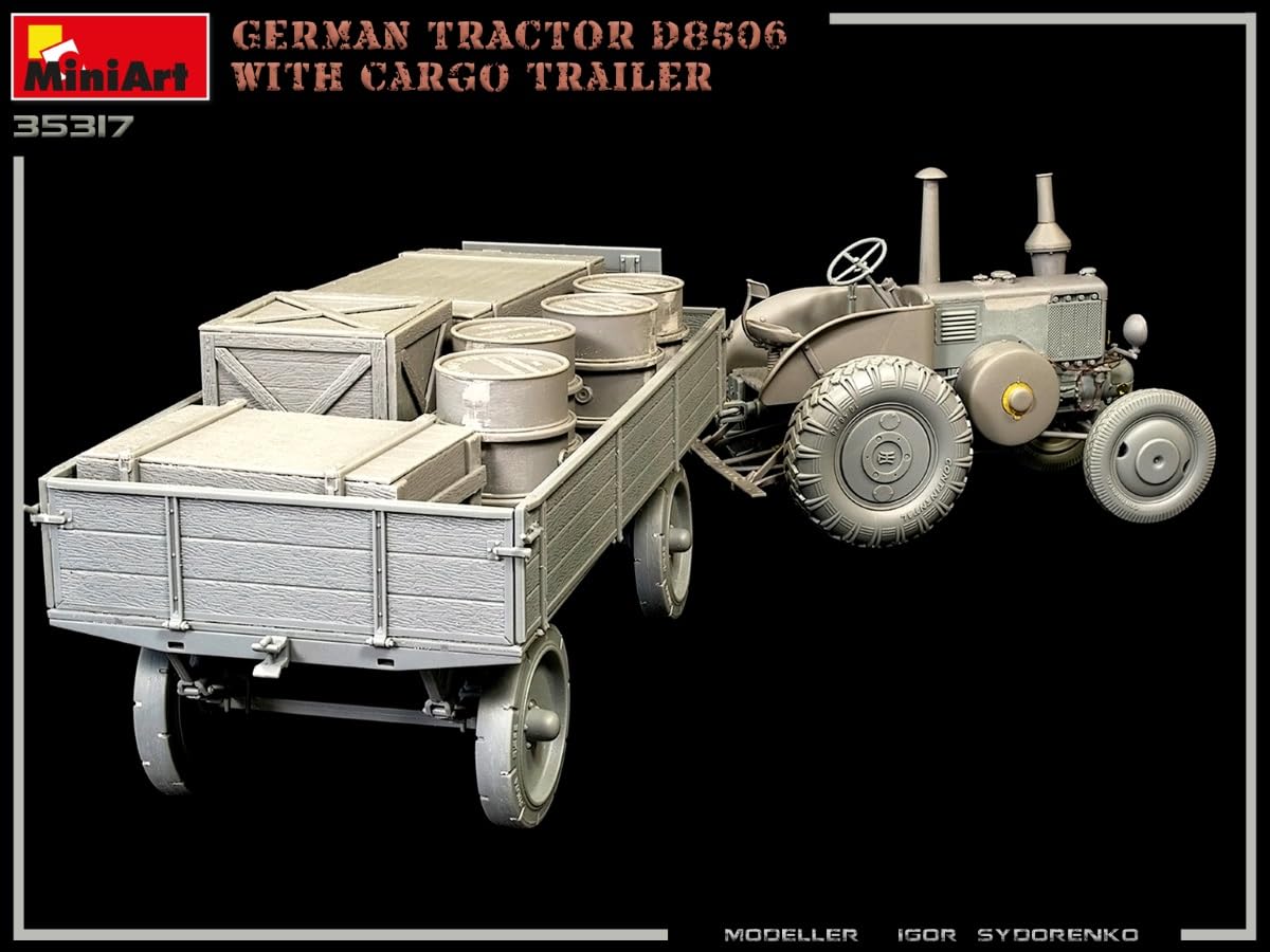 MiniArt MIN35317-1:35-Deutscher Traktor D8506 mit Lastenanhänger div